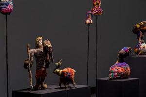 Museum of Contemporary Art Australia, Yarrenyty Arltere Artists, 'In Our Hands' (2018). Soft sculptures made with bush dyed woollen blankets, embellished with wool and feathers. Installation view: 21st Biennale of Sydney, Museum of Contemporary Art Australia, Sydney (16 March–11 June 2018). Courtesy the artists and Yarrenyty Arltere Artists, Alice Springs. Photo: Document Photography.